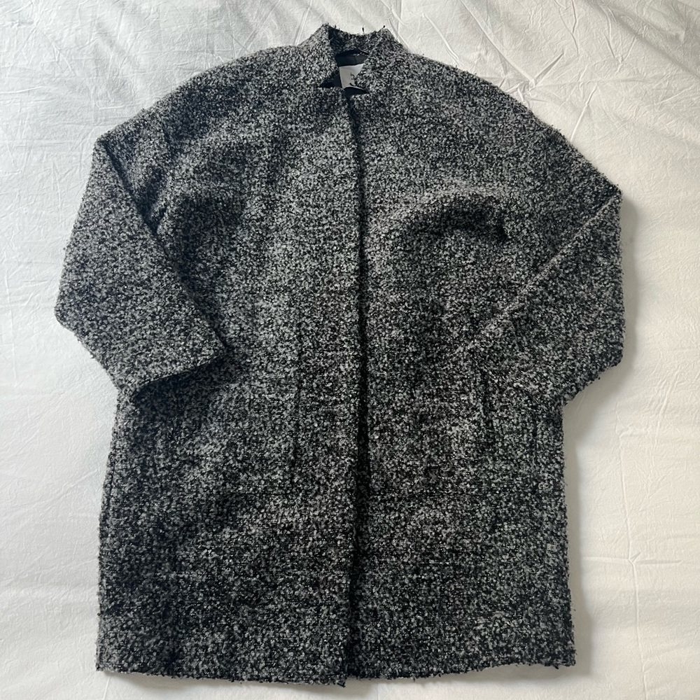 Mango Grey Marled Wool Boucle Teddy Car Coat XXS